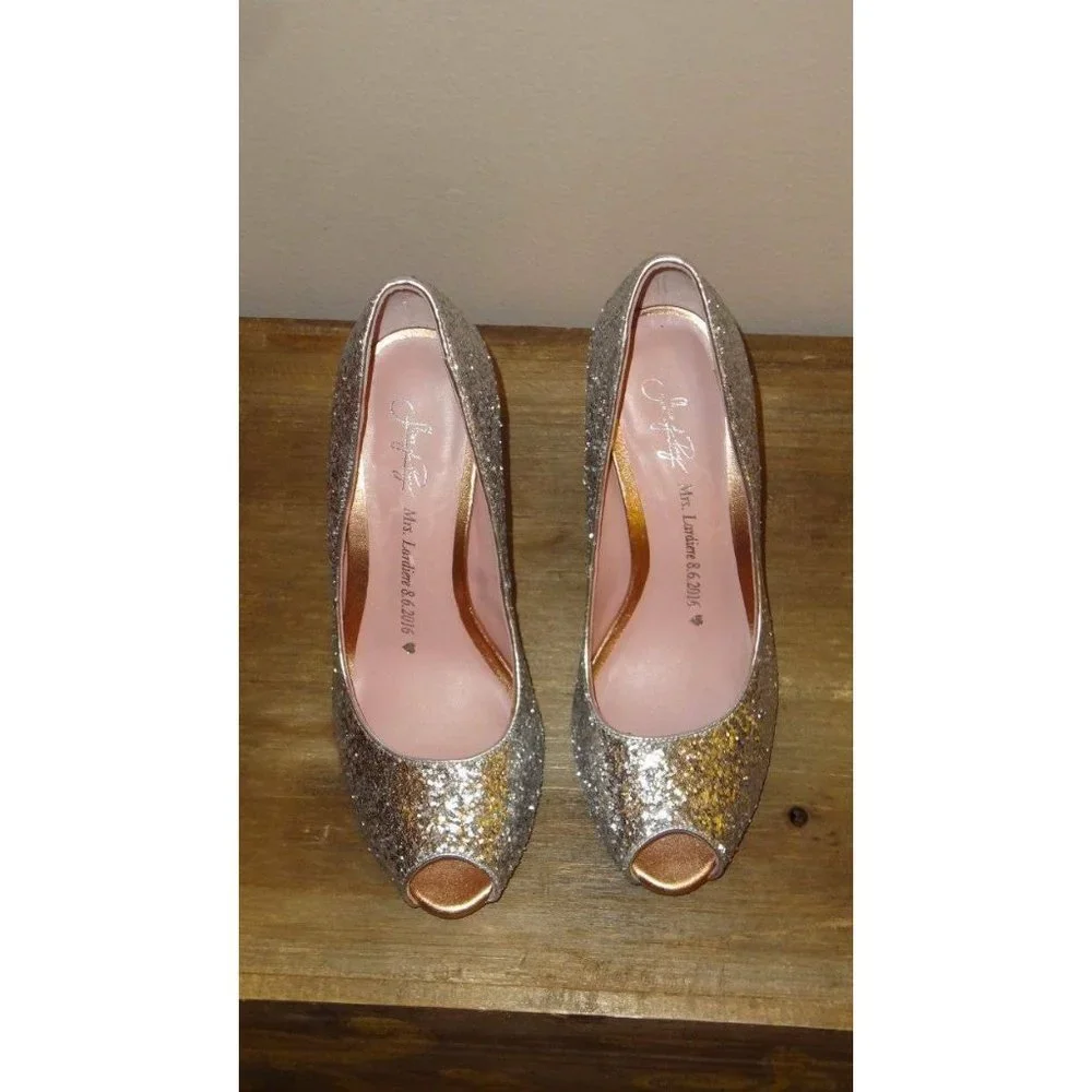 Shoes of Prey Custom Glitter Peep Toe Heels Shoes - Picture 7 of 9